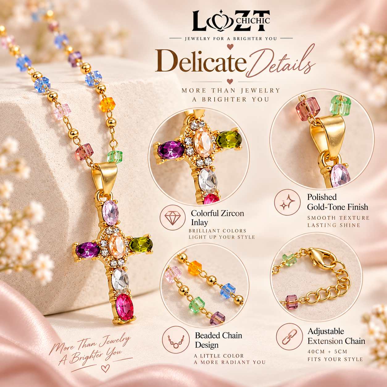 Payday Sale Buy One Get One to save 600P - Colorful zircon cross necklace - Comes with a Free Jewelry Box