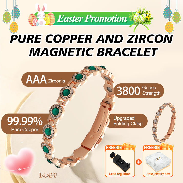 Easter Promotion - Pure copper and zircon magnetic Bracelet - Comes with a custom jewelry box and a free regulator