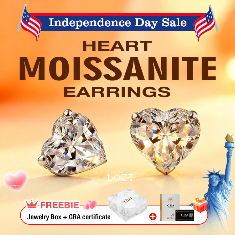 Independence Day Sale-Buy 1 Get 1-Heart Moissanite Earrings– GRA Certified Brilliance – Free Luxury Jewelry Box – Perfect Holiday Gift to Sparkle Your Season