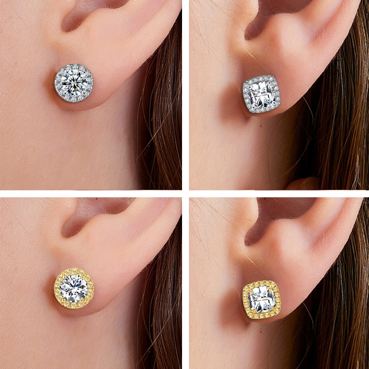 Womens Day Promo buy 1 take 2 - Small sugar cube Moissanite earrings - GRA certified - Comes with a custom jewelry box