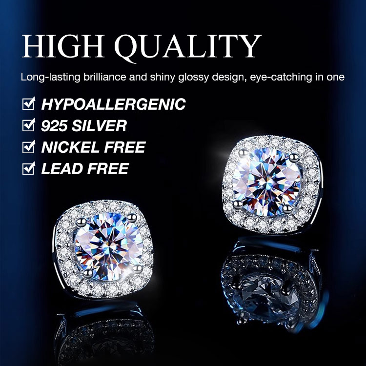 Womens Day Promo buy 1 take 2 - Small sugar cube Moissanite earrings - GRA certified - Comes with a custom jewelry box