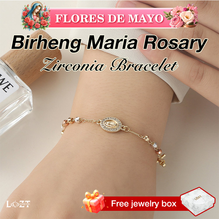 Flores de Mayo promo - Birheng Maria Rosary Zirconia Bracelet-Faith and love, resonate at this moment-Comes with velvet gift box