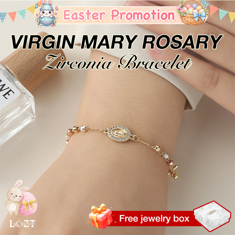Easter Promotion- Birheng Maria Rosary Zirconia Bracelet-Faith and love, resonate at this moment-Comes with velvet gift box