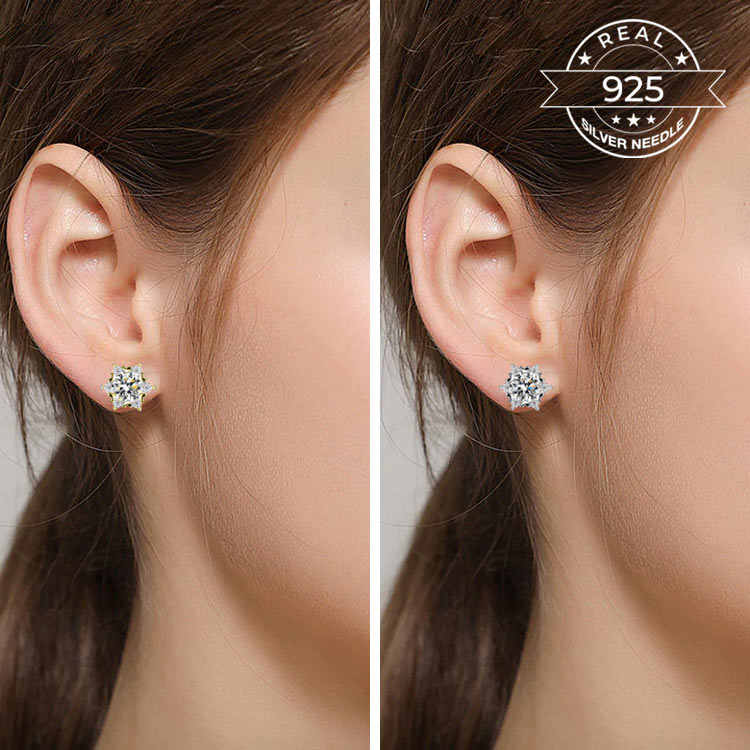 Easter promotion - Snowflake Moissanite Earrings - GRA certificate, free gift box