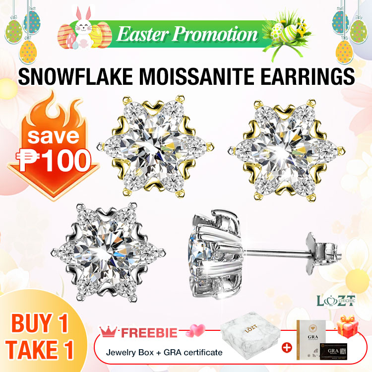 Easter promotion - Snowflake Moissanite Earrings - GRA certificate, free gift box