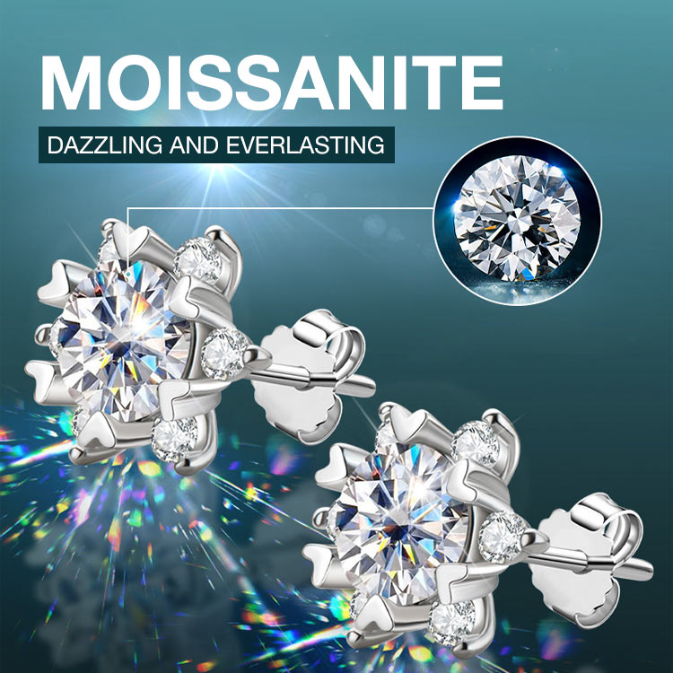 Easter promotion - Snowflake Moissanite Earrings - GRA certificate, free gift box