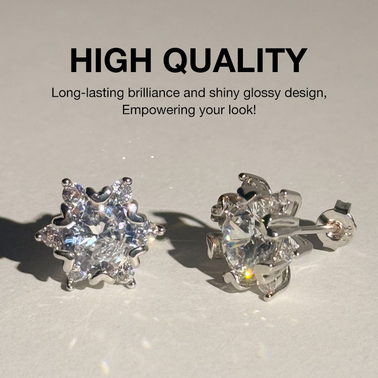 Easter promotion - Snowflake Moissanite Earrings - GRA certificate, free gift box