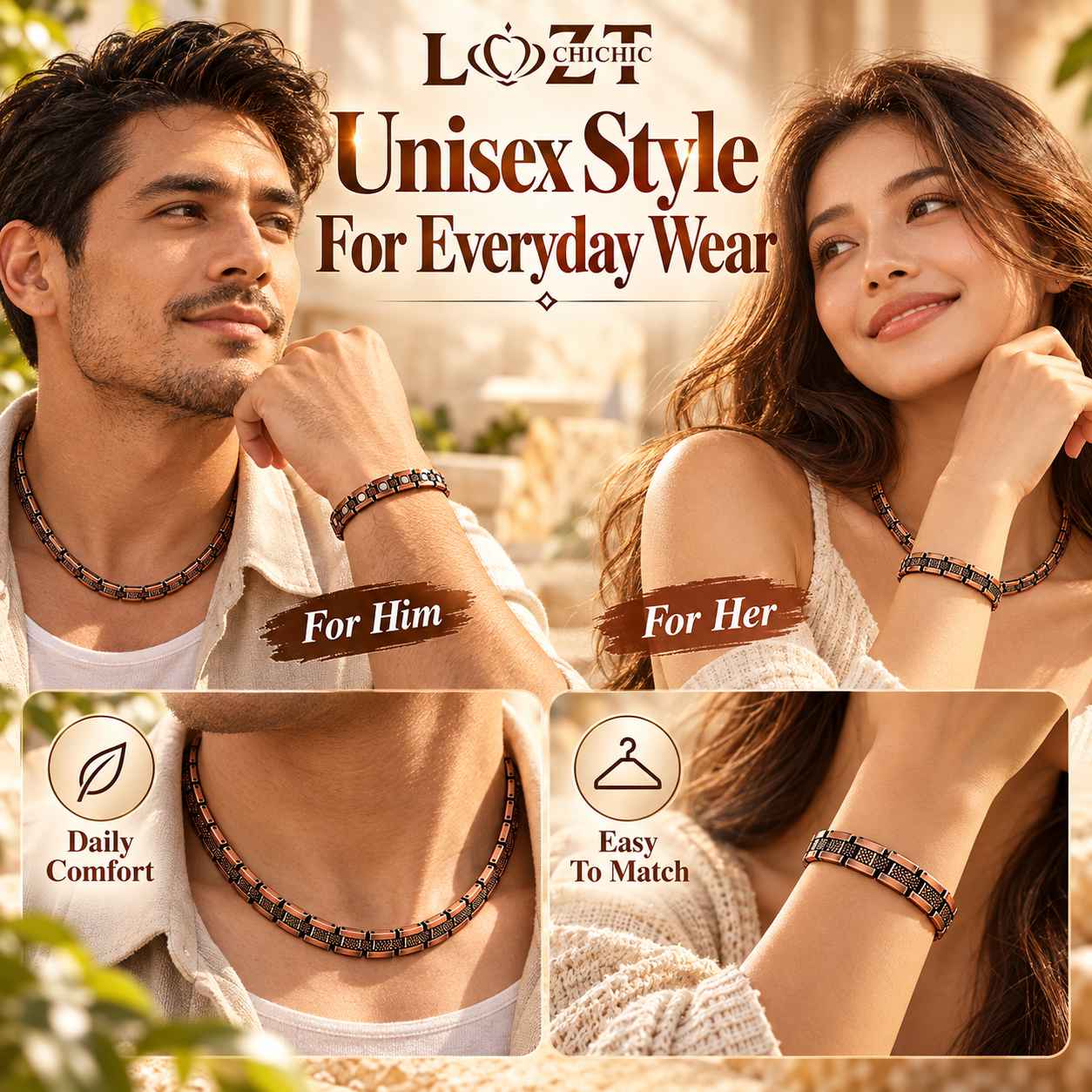 Ber Months Sale - Copper Magnetic Necklace Set - Revitalize Yourself & Relieve Fatigue - Comes with a Free Jewelry Box