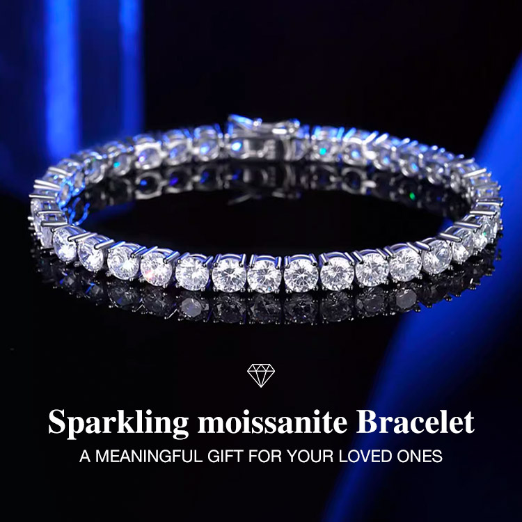 Easter promo - Sparkling 3MM Moissanite Tennis Bracelet with free jewelry box. Chain length 20cm. GRA Certified. Shipping from Manila