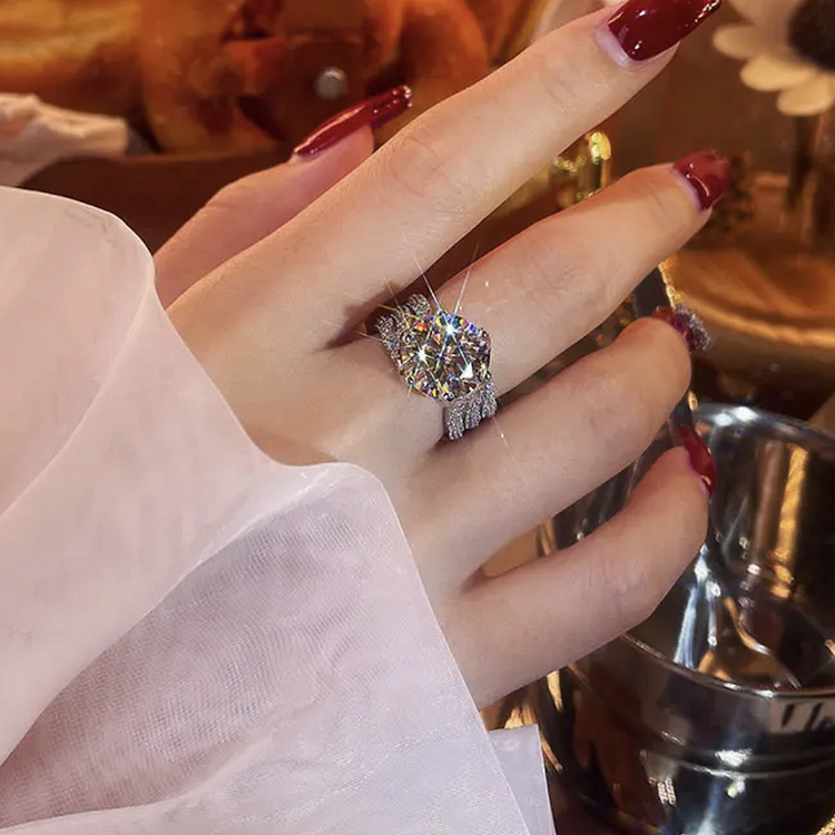 Adjustable 5-Carat Super Flash Moissanite Ring - Free gift box. GRA Certified. Shipping from Manila