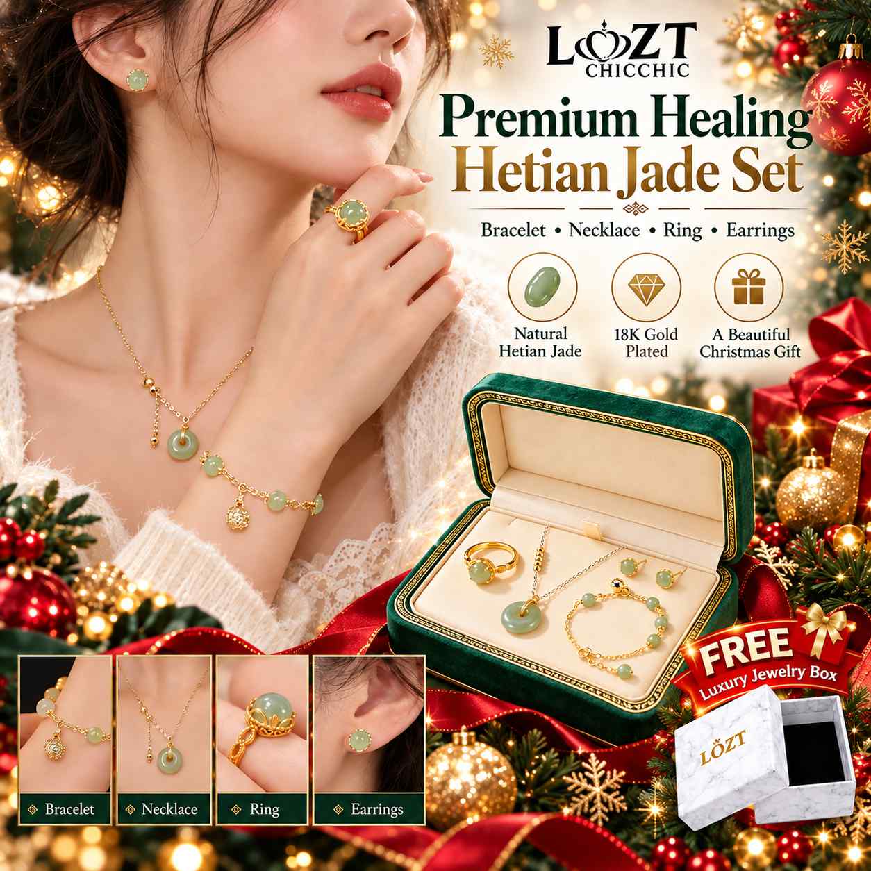 Mothers Day Heritage Collection - Premium Healing Hetian Jade Set - Attracts Swerte and Peace
