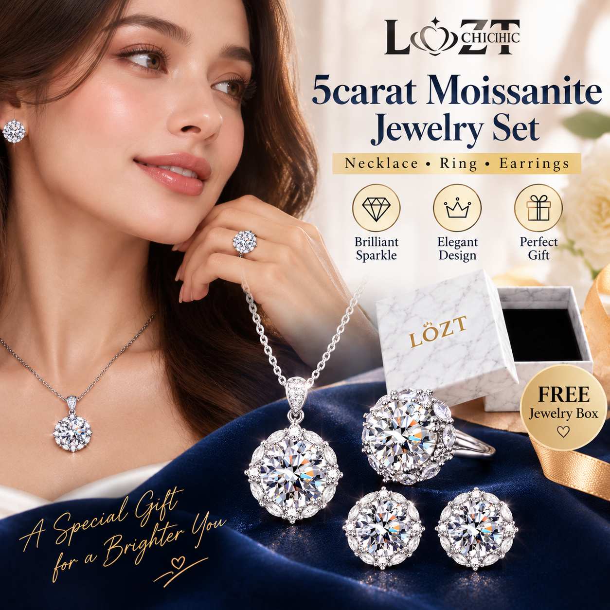 Ber Months Sale Second Piece Only ₱699 with Free Gift Box - 5 caratmoissanite jewelry Set-Elevate your everyday elegance with GRA certified timeless sparkle
