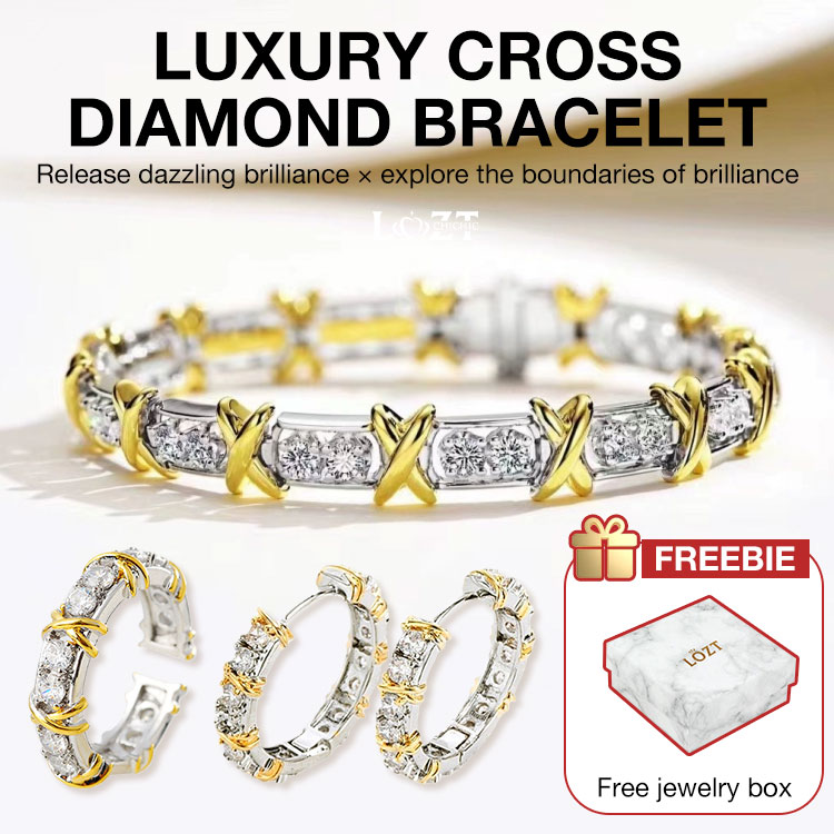 Valentines Promo - 200p get Ring - Luxury Cross Moissanite Jewelry Bracelet - GRA certificate free gift box